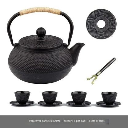 Iron Teapot Handmade Antique Cast Japanese Style Tea Kettle for Boiling Water Accessory Set Charcoal Stove Kitchen Teaware Set