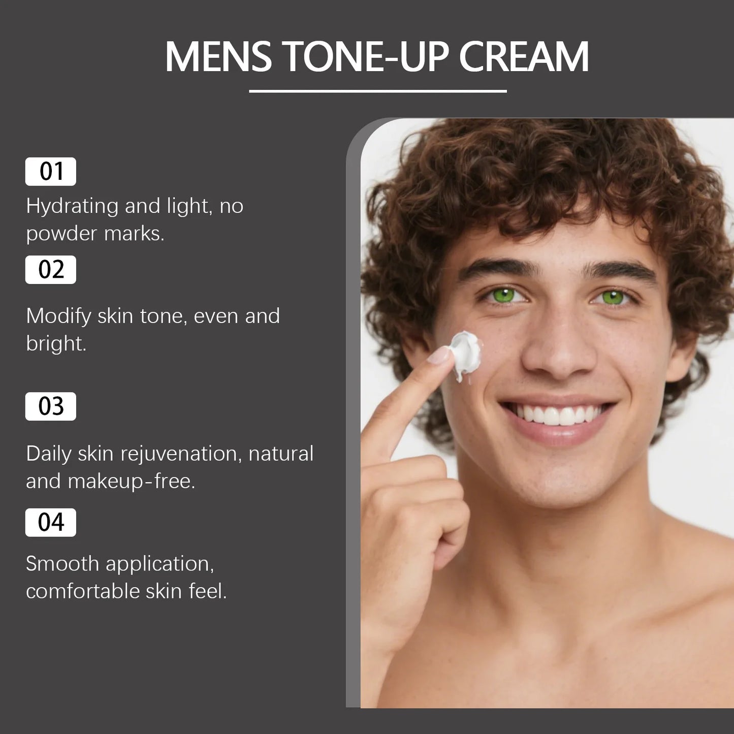 East Moon Men Tone-Up Makeup Cream Oil Control Easy Wear Nourish Brightening Dark Circles Waterproof Full Coverage Base BB Cream