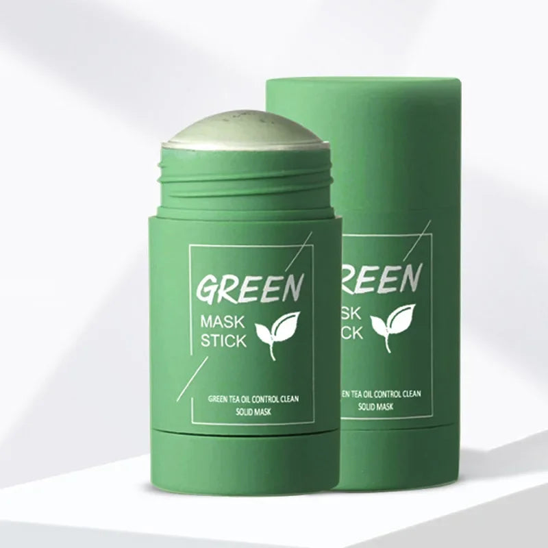 Green Tea Solid Mask Deep Cleansing Pores Shrinking Remove Blackhead Anti Acne Blemish Refreshing Mud Mask Brightening Skin Care