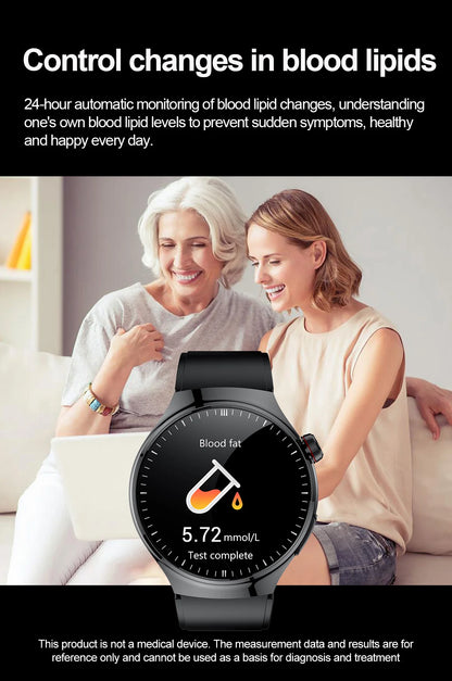 2025 New Men Health Expert Smart Watch Blood Pressure Blood Lipid Uric Acid ECG+PPG Body Temperature NFC HD Bluetooth Call Watch
