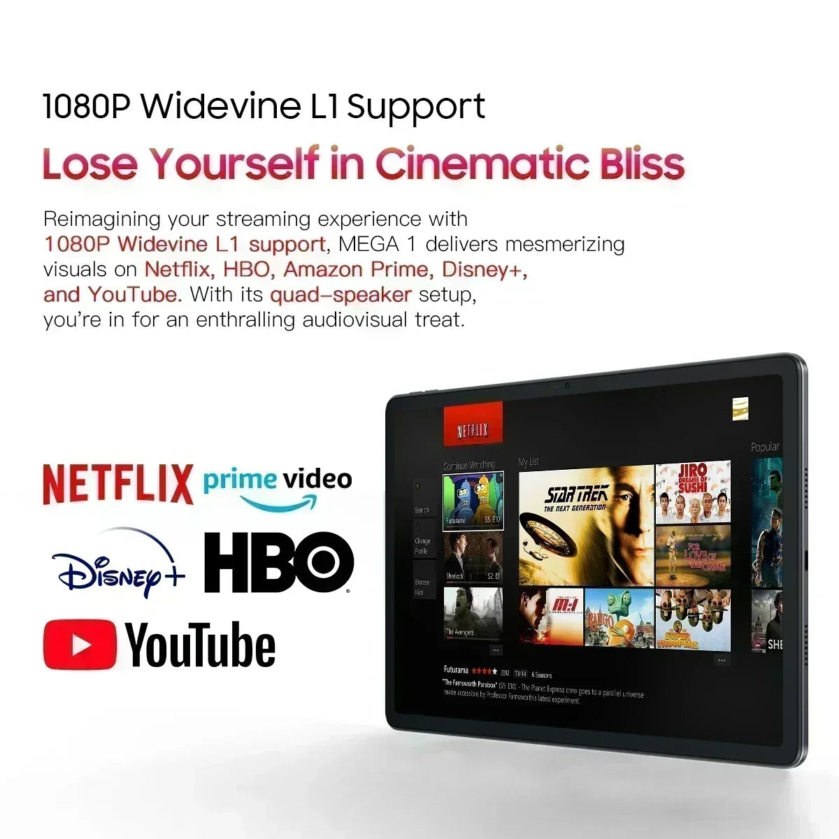 Blackview MEGA 1 Tablet - 11.5" 2.4K 120Hz Display 8GB 256GB 50MP+13MP Camera 8800mAh 33W Fast Charging