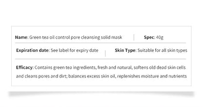 Green Tea Solid Mask Deep Cleansing Pores Shrinking Remove Blackhead Anti Acne Blemish Refreshing Mud Mask Brightening Skin Care