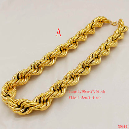 Adixyn Fashion Exaggeration Wide Twisted Singapore Chain for lovers Gold Color/Copper Thin Necklace Jewelry Wedding Party G09141