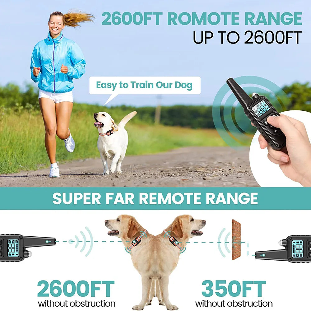 800m Electric Dog Training Collar Detachable Bark Rechargeable Anti Barking Shock Vibration Reflective Collar for All Dogs Pet