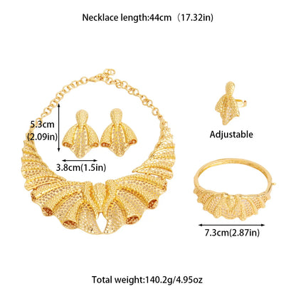 France Luxury Gold Color Jewelry Set For Women Dubai Bridal 4PCS Set Party Gifts Wedding Party Gifts