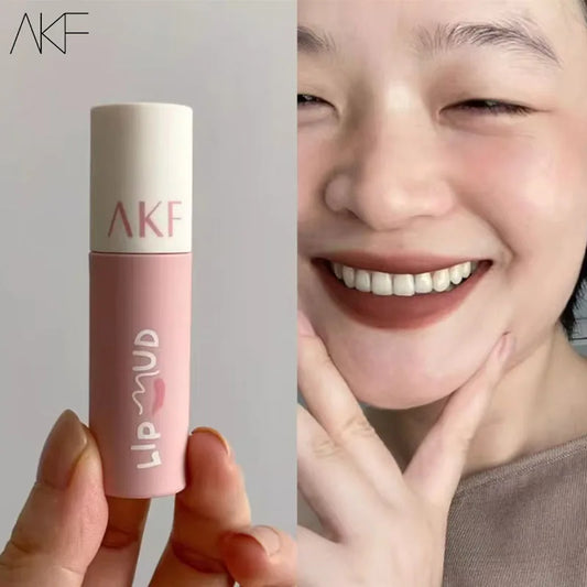 AKF Lip Mud Matte Velvet Soft Mist Lipstick Moisturizing Longlasting High Pigmented Lip Tint Lip Glaze Cosmetics Makeup