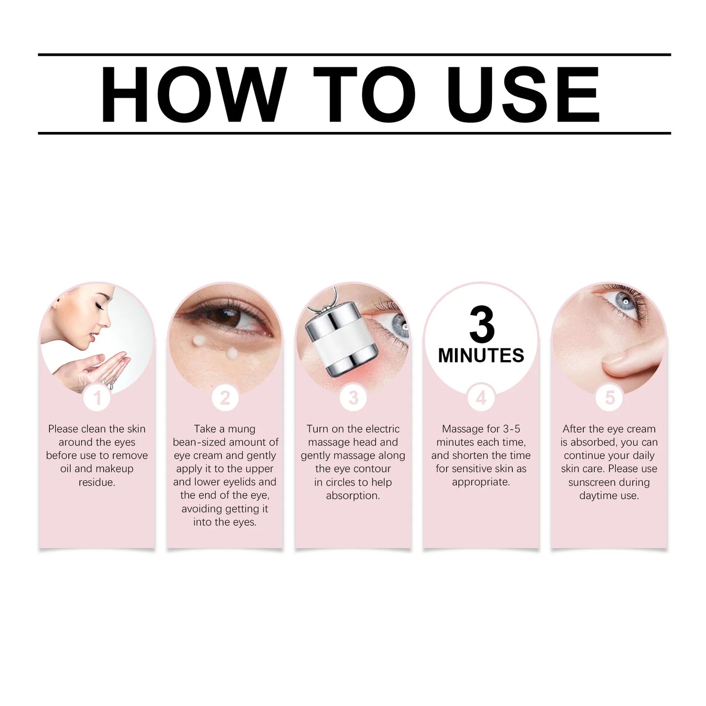 Electric Massage Eye Cream Firming Lifting Fine Line Relieve Tired Eye Gentle Vibration Anti-Wrinkle Moisturizing Under Eye Care