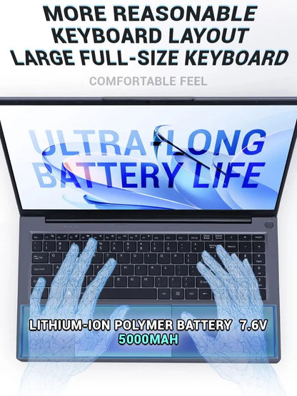 Firebat A16 AT15 Laptop 15.6 16 Inch CPU Intel N100 16GB RAM 512GB 1TB BT4.2 WiFi5 LPDDR4 Lightweight Business Computer Notebook