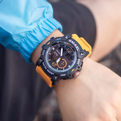 SMAEL 8007 Military Sport Watch – LED Digital Dual Time, Waterproof Men's Wristwatch