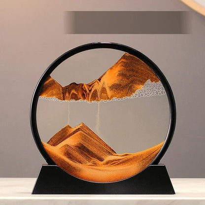 Sandscape Moving Sand Art Picture Round Glass Deep Sea Quicksand Craft Home Decor Gift 3D Liquid Hourglass Flowing Sand Painting
