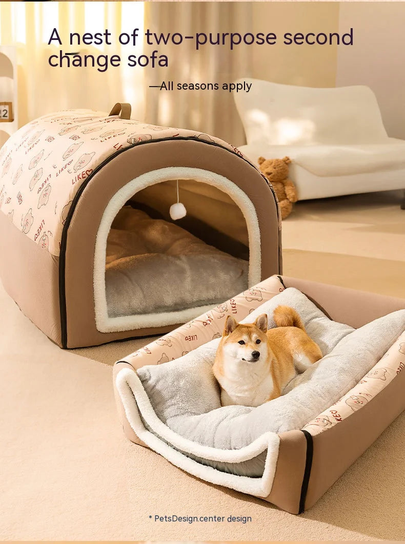 Big Dog Nest Winter Warm Dog House Removable and Washable Dog Bed Seasonal Large Dog House Type Pet Sleeping Supplies, Cat Nest
