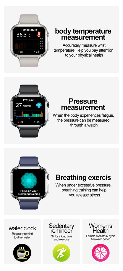 2025 Medical Grade ECG+PPG Smart Watch – Blood Sugar & Health Monitor