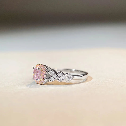 Luxury Solid Platinum PT950 Women's pink diamond ring fashion all-match moissanite diamond ring