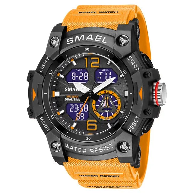 SMAEL 8007 Military Sport Watch – LED Digital Dual Time, Waterproof Men's Wristwatch