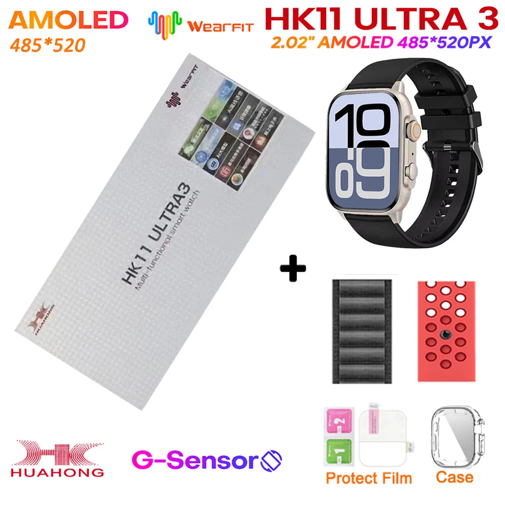 2025 HK11 ULTRA 3 Smartwatch 49mm HD AMOLED 4G ROM Bluetooth Network ChatGPT Call Robot Clock NFC Compass Men Women Smart Watch