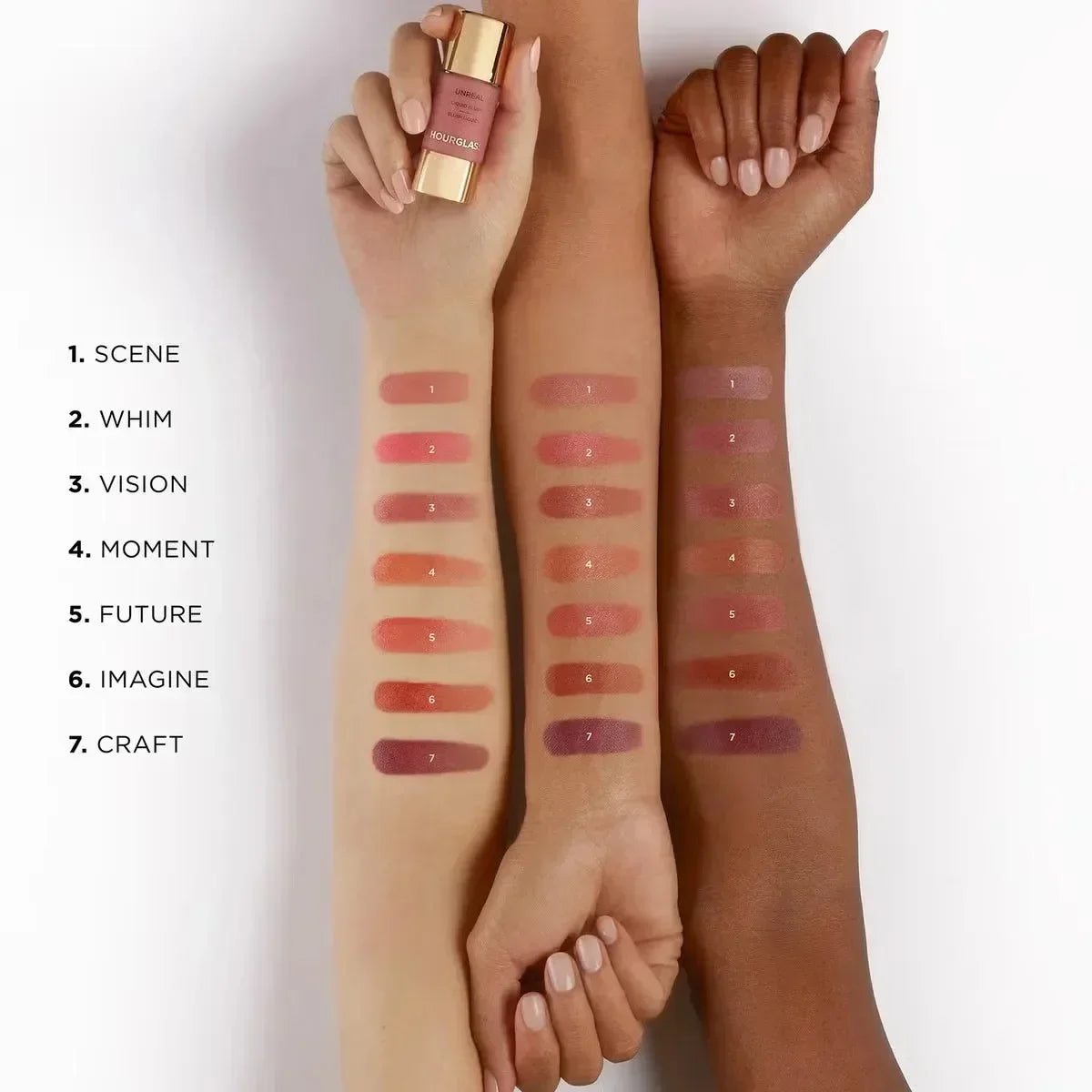 Hourglass New UNREAL Liquid Texture Powder Blusher Full Clear Color Cheek Fluidity Easy Push Away Create Natural Skin Portable