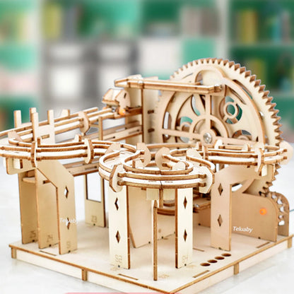 3d Wooden Puzzle Marble Runs Mechanical Puzzles Self Assembly Toy STEAM Educational Toys Model Building Kits for Kids Adult Gift
