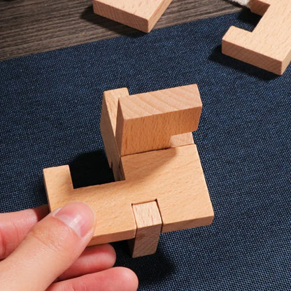 Wooden Kong Ming Lu Ban Lock – 3D IQ Brain Teaser Montessori Puzzle Toy for Kids & Adults
