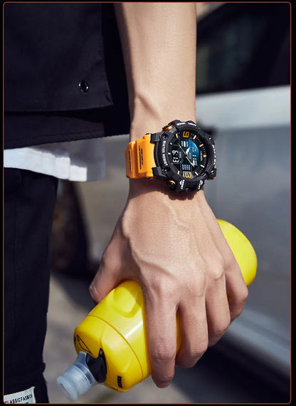 SMAEL 8049 Watch Sport LED Light Alarm Clock Dual Time Display WaterproofWeek Auto Date Wristwatches Quartz