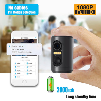 M2 Mini Camera Wifi With Battery Standby Indoor PIR Detection Wireless Wide Lens Two way audio Home Video Security IP HD Camera