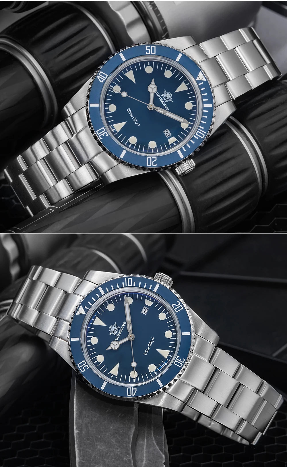 ADDIESDIVE Luxury Men's Analog Watch BGW9 Luminous Ceramic Bezel Bubble Mirror Glass Diver's Watch 200m Quartz Watches AD2068