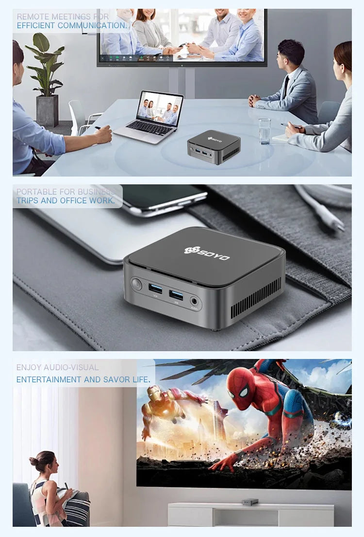 SOYO M4PLUS2 Mini PC: 8/16GB RAM, 256/512GBSSD, Intel Twin Lak N150, Windows 11Pro - Compact & Ideal for Home, Business & Gaming