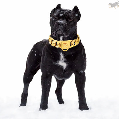 Gold Silver Collar for Large Dog 32mm Stainless Steel Chain Metal Pet Choker Dog Accessories for Cane Corso Labrador Rottweiler