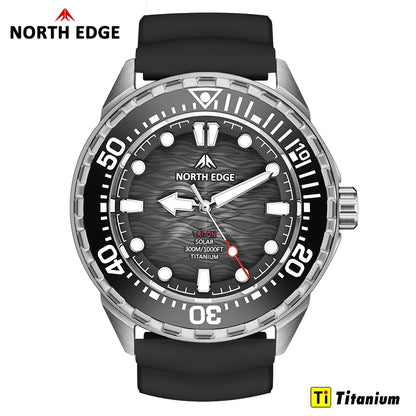 NORTH EDGE TRITON-TI Titanium Solar Diving Watch – 300M Waterproof, 180-Day Power Reserve