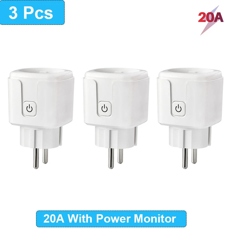Smart Plug WiFi Socket EU 16A/20A Power Monitor Timing Function Tuya SmartLife APP Control Work with Alexa Google Home Alice