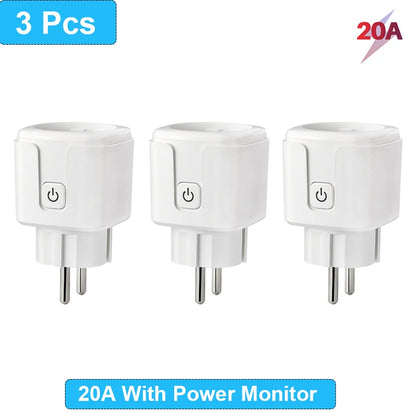 Smart Plug WiFi Socket EU 16A/20A Power Monitor Timing Function Tuya SmartLife APP Control Work with Alexa Google Home Alice