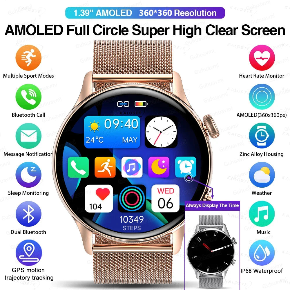 2026 AMOLED HD Smartwatch – GPS, Bluetooth Call, IP68 for Android & iOS