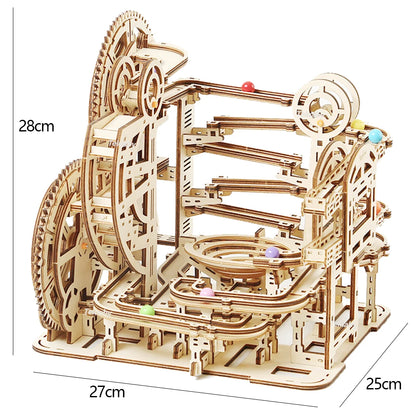 3d Wooden Puzzle Marble Runs Mechanical Puzzles Self Assembly Toy STEAM Educational Toys Model Building Kits for Kids Adult Gift
