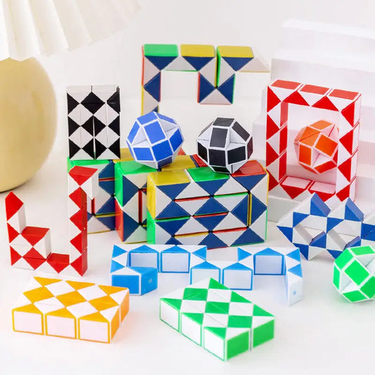 1Pc Magic Ruler 24 Mini Twist Snake Ruler Puzzle Folding Puzzle Cube Educational Toys Kids Brain Teaser Foldable Party Gifts Toy