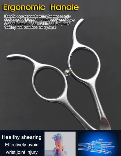 Professional pet scissors, pet beautician uses natural curved fishbone teeth scissors 440C, 7"dog hair trimming tool