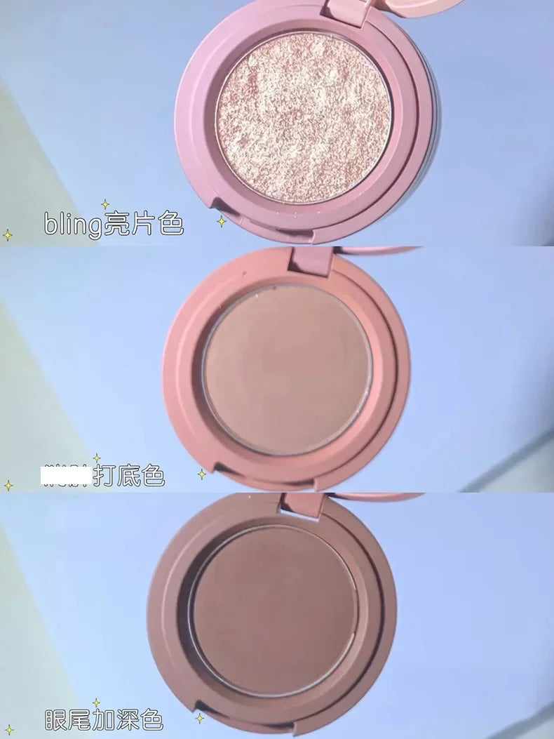 Macaron Three-layer Eyeshadow New Pearlescent Matte Flash Contouring Earth Tone Band Mirror Nose Profile 3-in-1 Makeup Palette