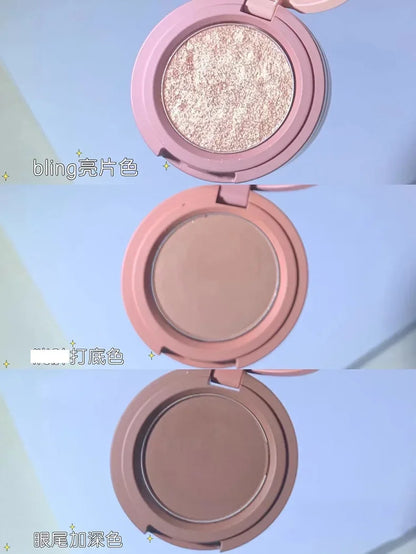 Macaron Three-layer Eyeshadow New Pearlescent Matte Flash Contouring Earth Tone Band Mirror Nose Profile 3-in-1 Makeup Palette