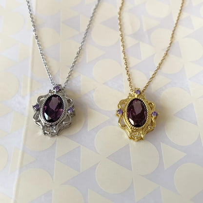 Sparkle Rapunzel Necklace For Women Girls Fashion Engagement Jewelry Accessorie Gift Purple Zircon Silver Plated Princess Choker