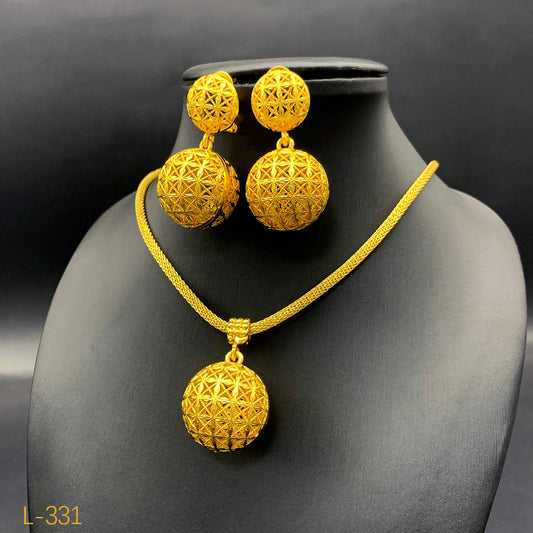 Dubai Ball 24K Gold Plated Jewelry Set – Necklace & Earrings for Women