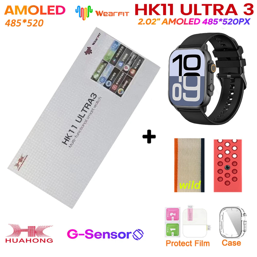 2025 HK11 ULTRA 3 Smartwatch 49mm HD AMOLED 4G ROM Bluetooth Network ChatGPT Call Robot Clock NFC Compass Men Women Smart Watch
