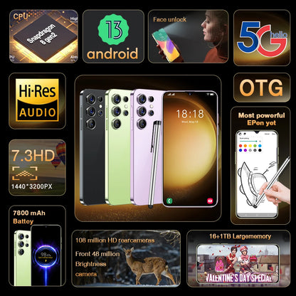 HOT 2025 new S26 Ultra original intelligent 5G dual card dual standby Android 13 system global version phones 8000mAh battery