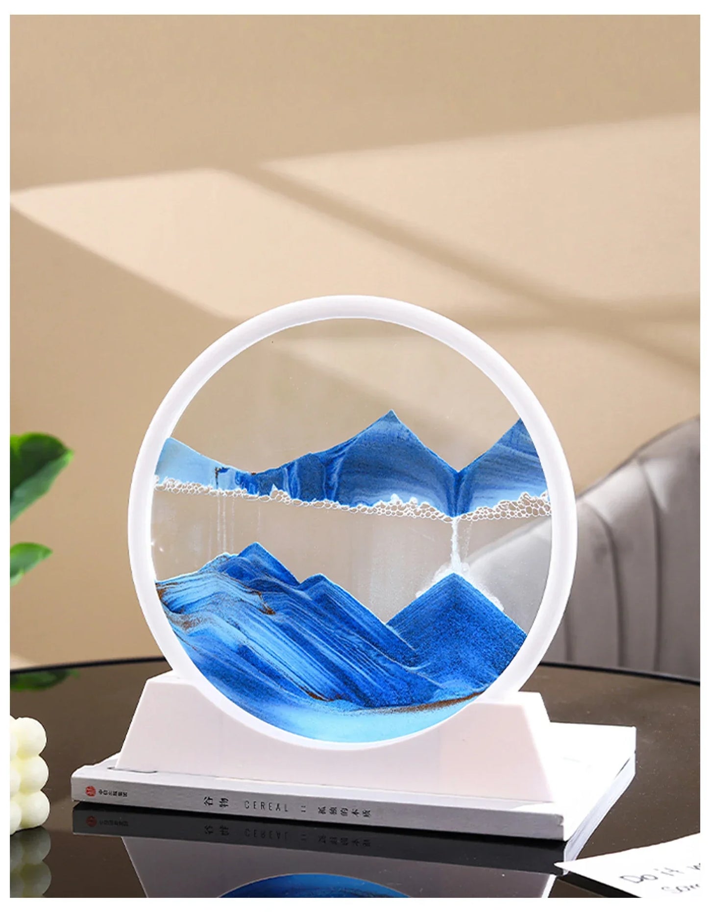Sandscape Moving Sand Art Picture Round Glass Deep Sea Quicksand Craft Home Decor Gift 3D Liquid Hourglass Flowing Sand Painting