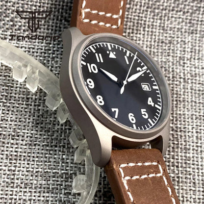 Tandorio Titanium Ultralight Dive 39mm Men's Pilot Watch Automatic Miyota 8215/PT5000 Movt AR Sapphire 20BAR Waterproof Luminous