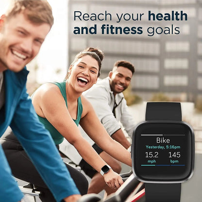 Versa 2 Smartwatch – Heart Rate, Voice Assistant, Sleep & Swim Tracking, Black/Carbon