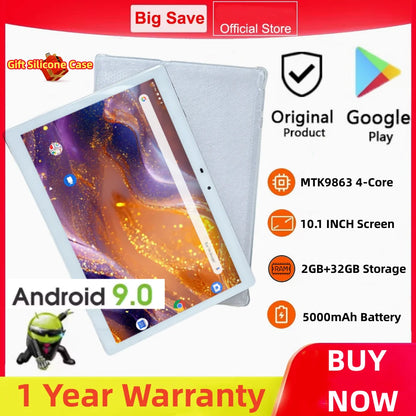 1920 * 1200 IPS K30 Type-C 10.1 Inch Tablet Android 9.0 MTK9863 Quad Core 2GB RAM 32GB ROM WiFi 5000mAh Gift Stand Silicone Case