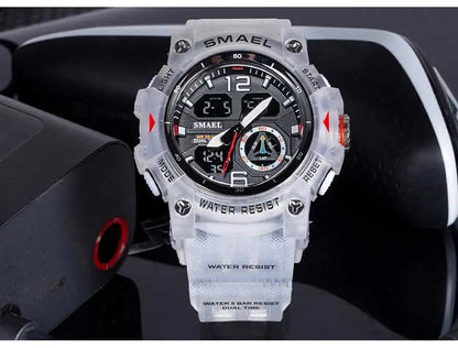 SMAEL 8007 Military Sport Watch – LED Digital Dual Time, Waterproof Men's Wristwatch