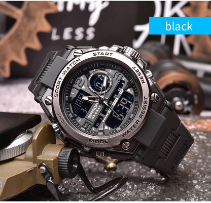 SANDA Men Sports Quartz Watches Dual Display LED Electronic Digital Wristwatches Waterproof Military Watch Relogios Masculino