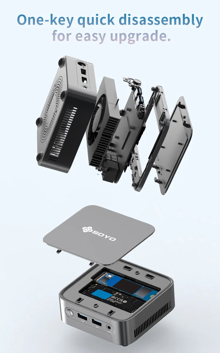 SOYO M4PLUS2 Mini PC: 8/16GB RAM, 256/512GBSSD, Intel Twin Lak N150, Windows 11Pro - Compact & Ideal for Home, Business & Gaming