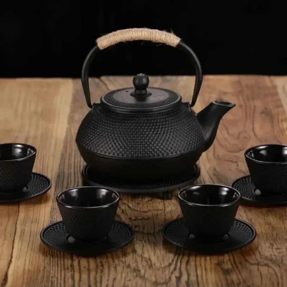 Iron Teapot Handmade Antique Cast Japanese Style Tea Kettle for Boiling Water Accessory Set Charcoal Stove Kitchen Teaware Set