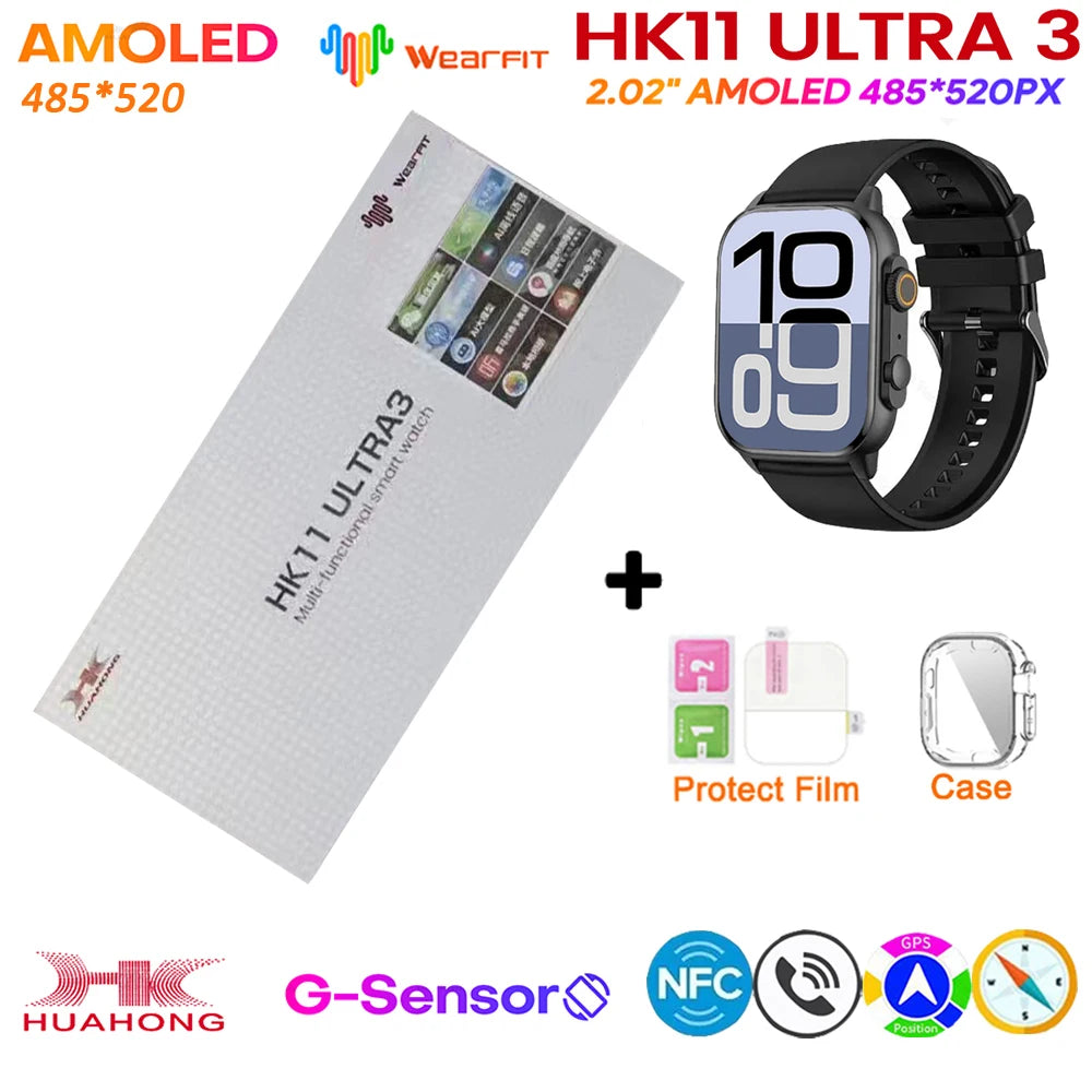 2025 HK11 ULTRA 3 Smartwatch 49mm HD AMOLED 4G ROM Bluetooth Network ChatGPT Call Robot Clock NFC Compass Men Women Smart Watch