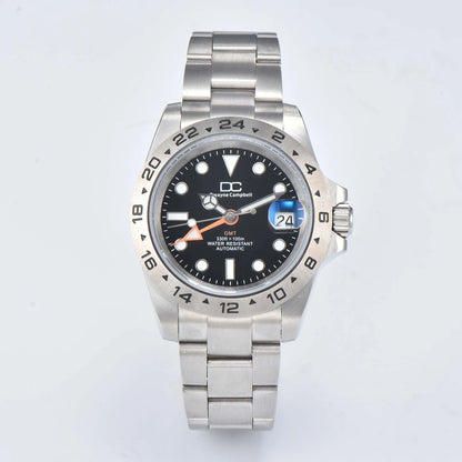 Dwayne Campbell Mater II NH34AA GMT Mechanical Men Watch Orange Hand White black Dial  Band Waterproof Wristwatch 24 Hours Bezel